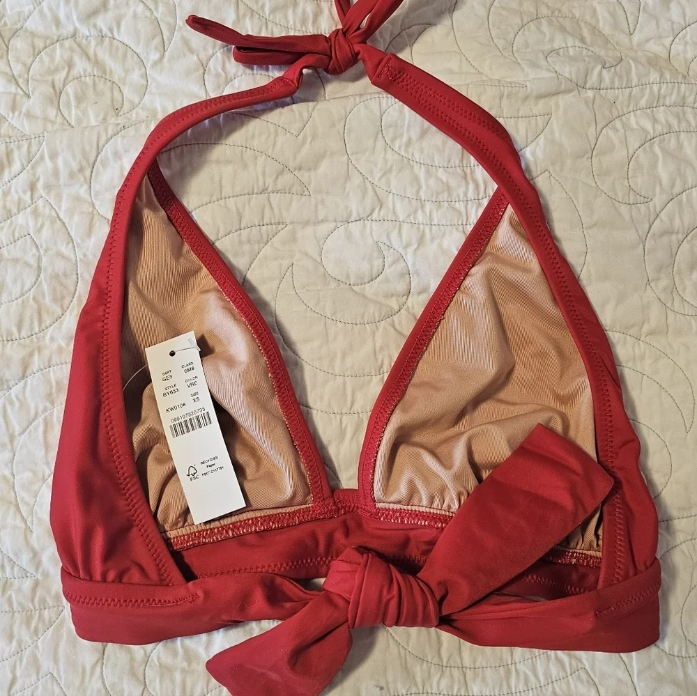 J.Crew Red Halter Bikini Top Women's Size XS New With Tags